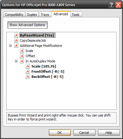 Page Scale dialog